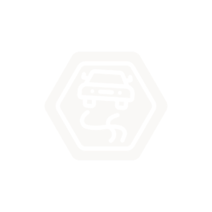 Car skidding warning icon on hexagonal sign.