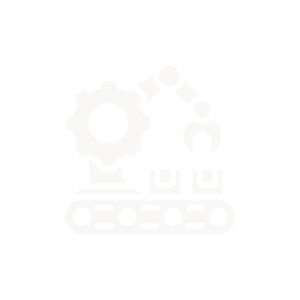 Factory automation icon with robotic arm.