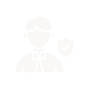 Person icon with shield and checkmark.