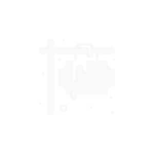 Hanging sign icon on black background.
