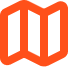 Orange geometric logo on black background.