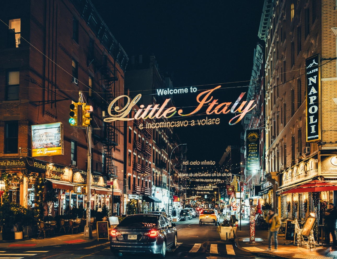Little Italy street view at night.